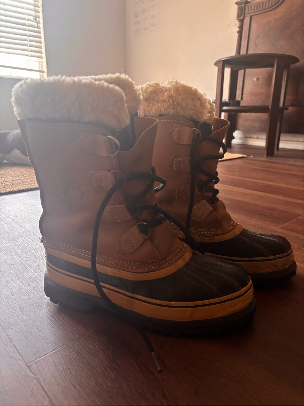 Sorel Brown and Black Women's Winter Rain Boots with Faux Fur Cuff